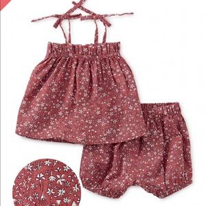 Tea Collection Rustic Red Nile Floral Tie Set 9-12M